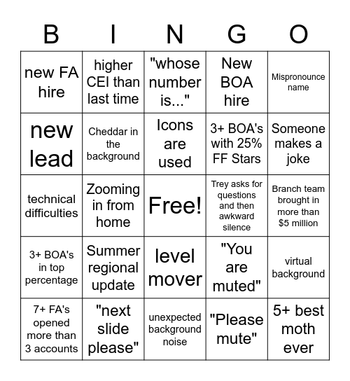 Ranger Round Up Bingo Card