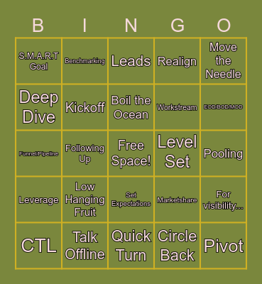 GLG Bingo Card