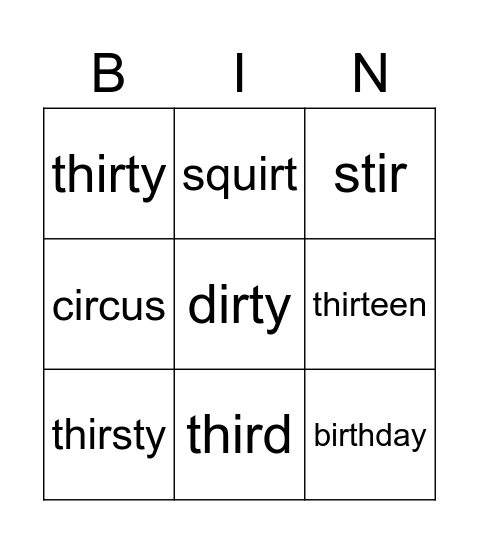 ir Bingo Card