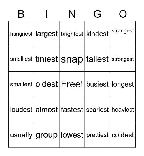 Group 3 Bingo Card