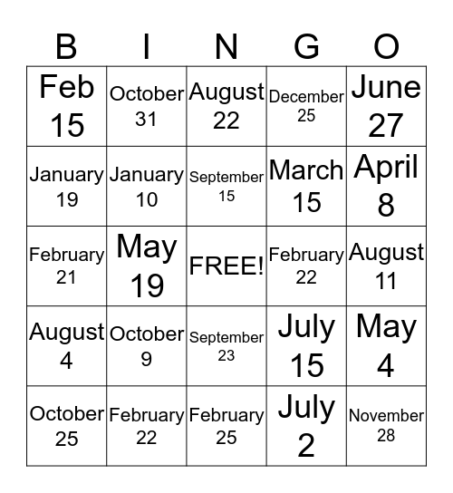 Birthday Bingo!!! Bingo Card