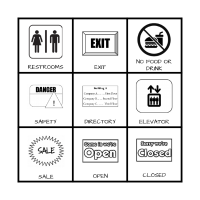 Unit 10: Workplace Signs Bingo Card
