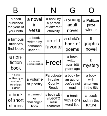 SUMMER READING BINGO Card
