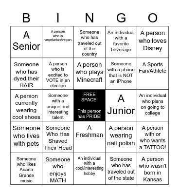 Get-to-Know-ME Bingo! Bingo Card