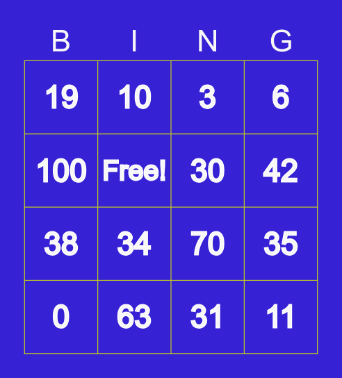 4th Grade Math Bingo - Multiplication Bingo Card