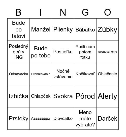CAM Tehulky Bingo Card