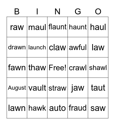 AU/AW Bingo Card