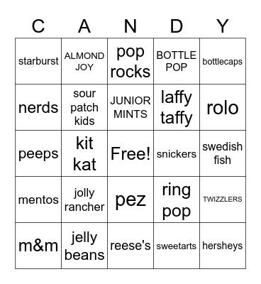 candy bingo Card