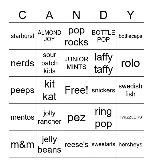 candy bingo Card