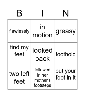 PCA1 Unit2c Bingo Card