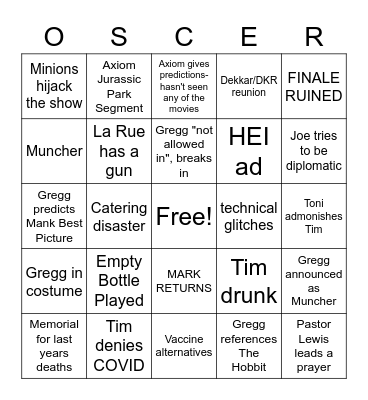 On CINEMA BINGO Card