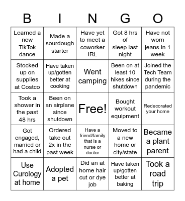 Tech Team Bingo: Pandemic version! Bingo Card