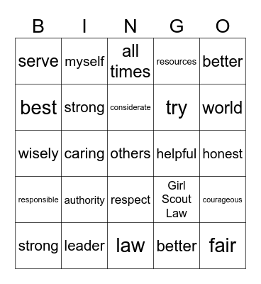 Girl Scout Bingo Card