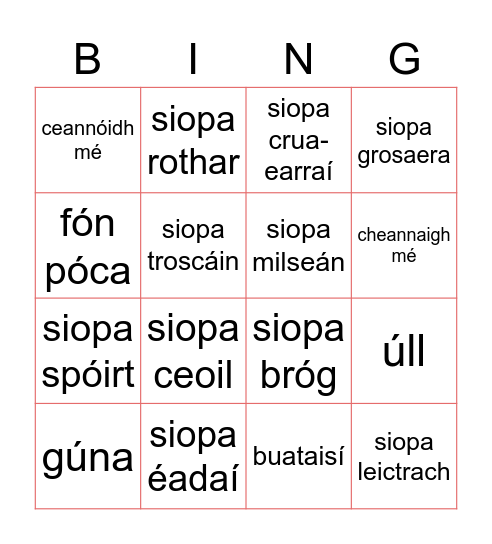 Ag siopadóireacht Bingo Card