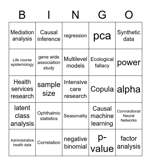 STATS BINGO! Bingo Card