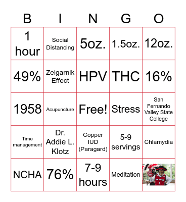 Matadors4Wellness Bingo Card