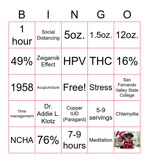 Matadors4Wellness Bingo Card