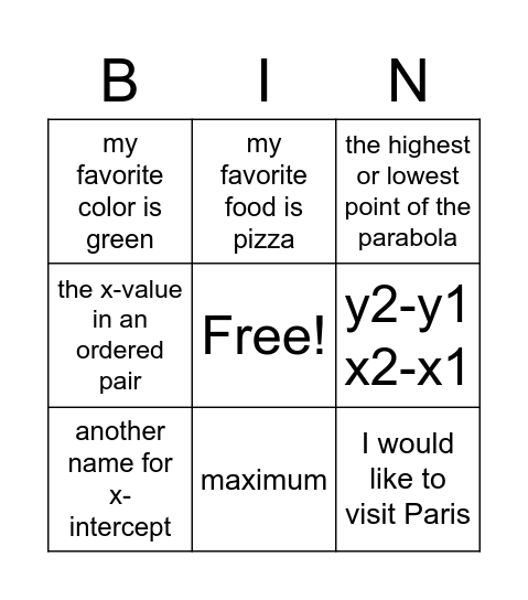 STAAR BINGO Card