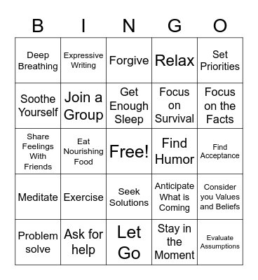 COPING SKILLS BINGO Card