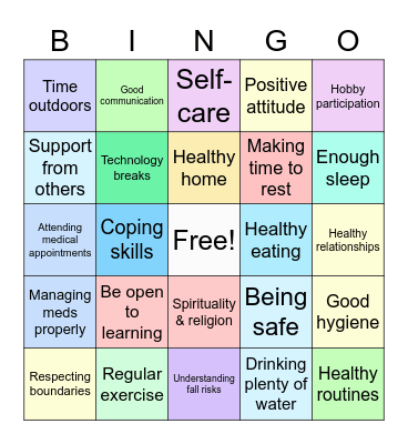 Health & Wellness Components Bingo Card