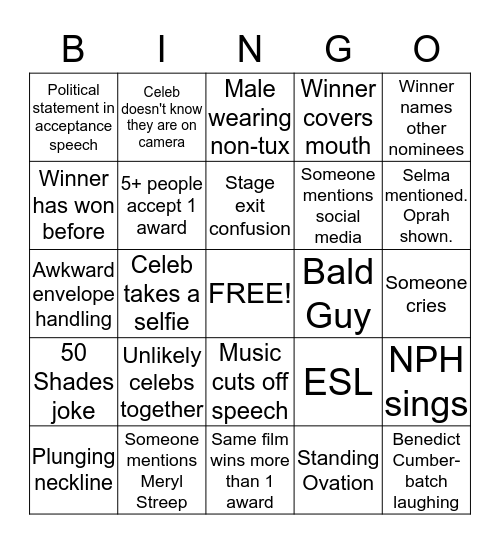 OSCAR BINGO Card