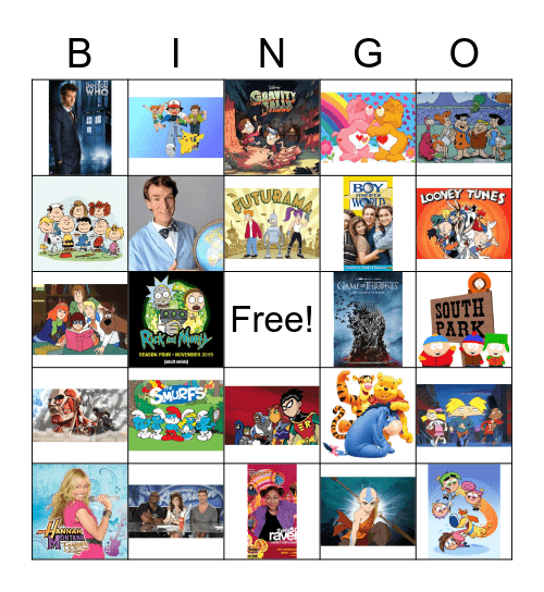 TV Shows Bingo Card