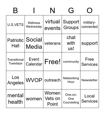 Women Vets on Point Bingo Card