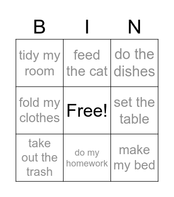 World of English - Jobs at Home Bingo Card