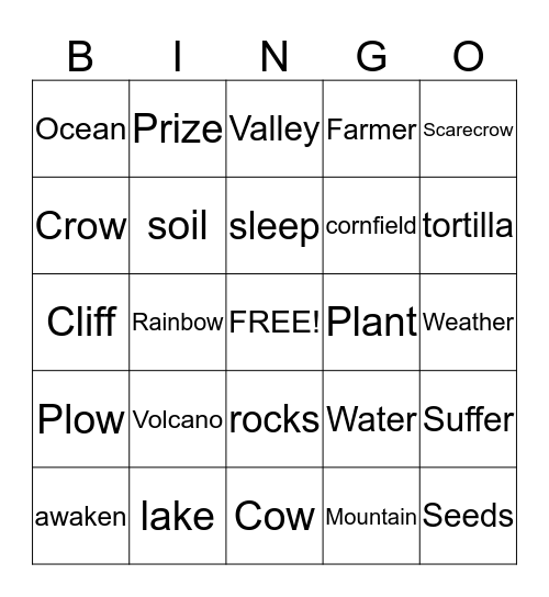 Name:____________________ Bingo Card