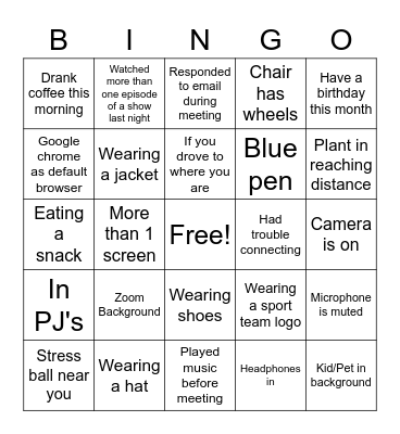 HR Townhall BINGO Card