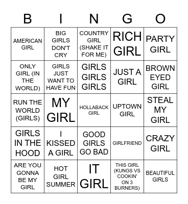 GIRL Bingo Card