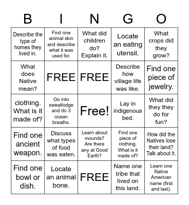 Good Earth Museum Bingo Card Bingo Card
