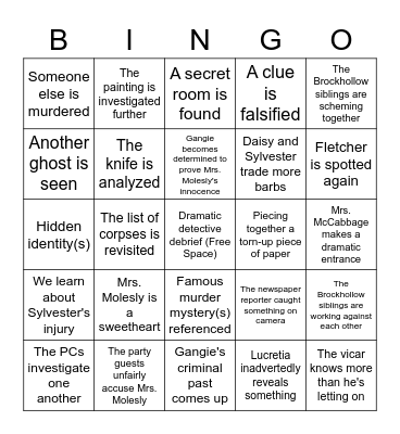 "A Time For Clues" (Episode 3) Bingo Card
