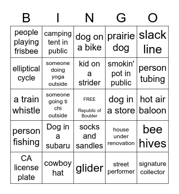 Free Republic of Boulder Bingo Card