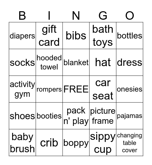 Ashley's Baby Shower Bingo Card