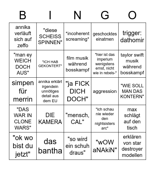 max & annika spielen fallen order Bingo Card