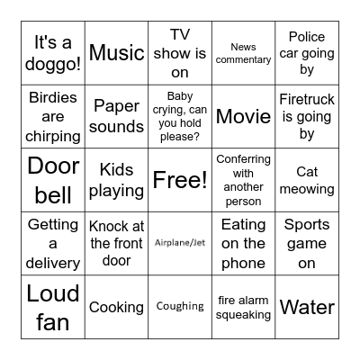 In the background Bingo Card