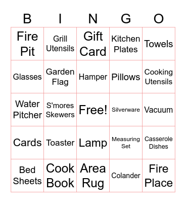 Bridal Shower Bingo Card