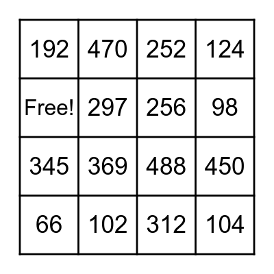 MULTIPLICATION BINGO Card