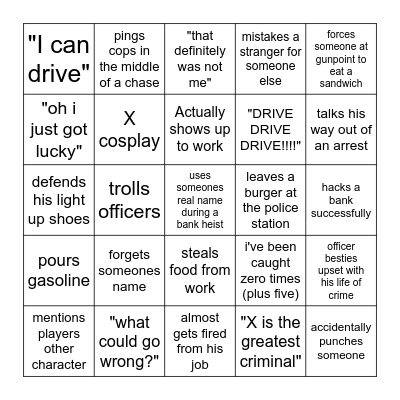 Yuno Bingo Card
