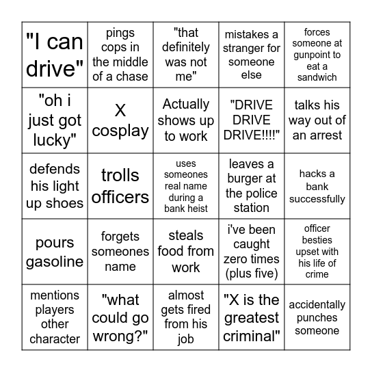 Yuno Bingo Card