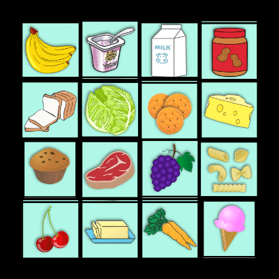 Food Groups Bingo Card