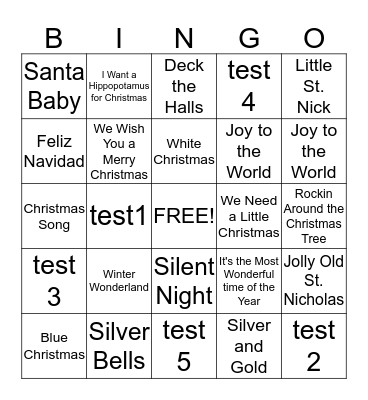 Christmas Song Bingo Card