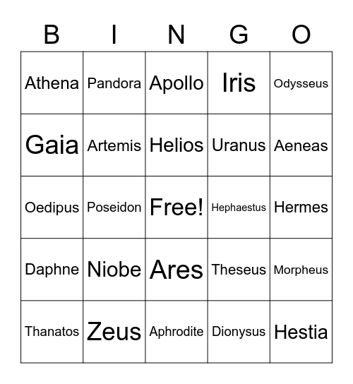 MYTH BINGO for Rome's b-day Bingo Card