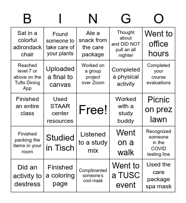 Spring Finals Season! Bingo Card