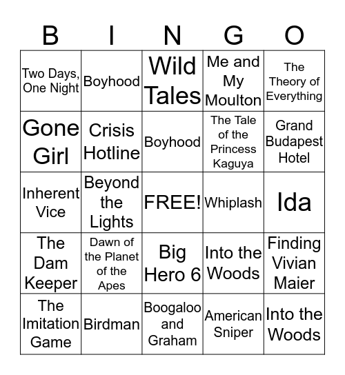 OSCAR BINGO! Bingo Card