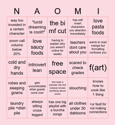 naomis bingo Card