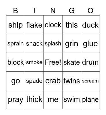 Phonics Chart 6-7 Clue Words Bingo Card
