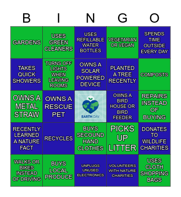 EARTH DAY Bingo Card