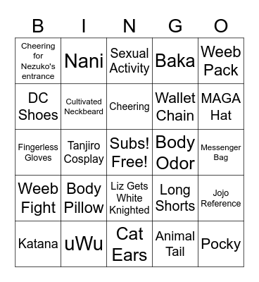The Demon Slayer Kazasterpiece Bingo Card